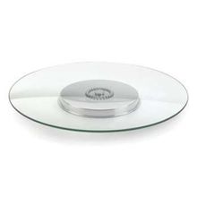 Centro de Mesa Giratório Redondo Forma Andrea 2707 70 cm em Vidro Temperado e Aço Inox