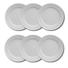 Conjunto de Pratos Rasos Germer Chevron em Porcelana Branco – 6 Peças