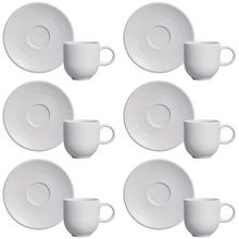 Conjunto com 6 Xícaras e Pires para Café Porto Brasil Coup Vit em Stoneware Cinza - 97 ml