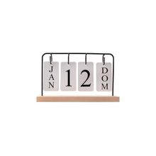 Calendário de Mesa Decorativo Permanente Base de Madeira Aramado Preto