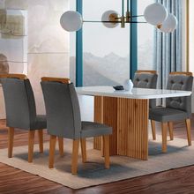 Sala De Jantar Mesa Olímpia - 4 Cadeiras Grafite, Imbuia