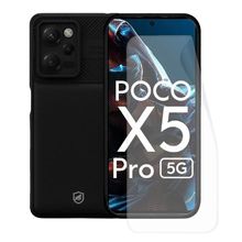 Kit Capa Case Capinha Symetric Preta E Película Hydrogel Hd Para Xiaomi Poco X5 Pro - Gshield