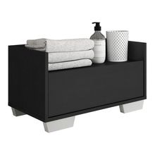 Gabinete Armário Banheiro 60 Cm com Pés Preto Branco