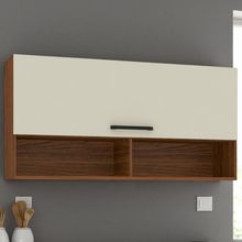 Armário C/ Basculante 120 Cm Lapis Nogueira Off Whte