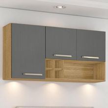 Armário Susp. 3 Portas 4 Gaveteiros 1,20 Lapis Freijó Gris