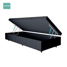 Cama Box Baú Solteiro Sintético Preto 42x88x188