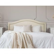Cabeceira Casal Curva Luxo 140x60 Suede Off White - Tachas Prata