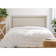 Cabeceira Casal Reta Luxo 140x60 Courino Off White - Tachas Fumê