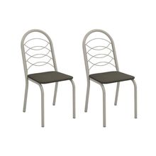 Cadeira Sala De Jantar Holanda 2c009nk Aço Kit 2 Un Niquel/suede Escuro - Kappesberg