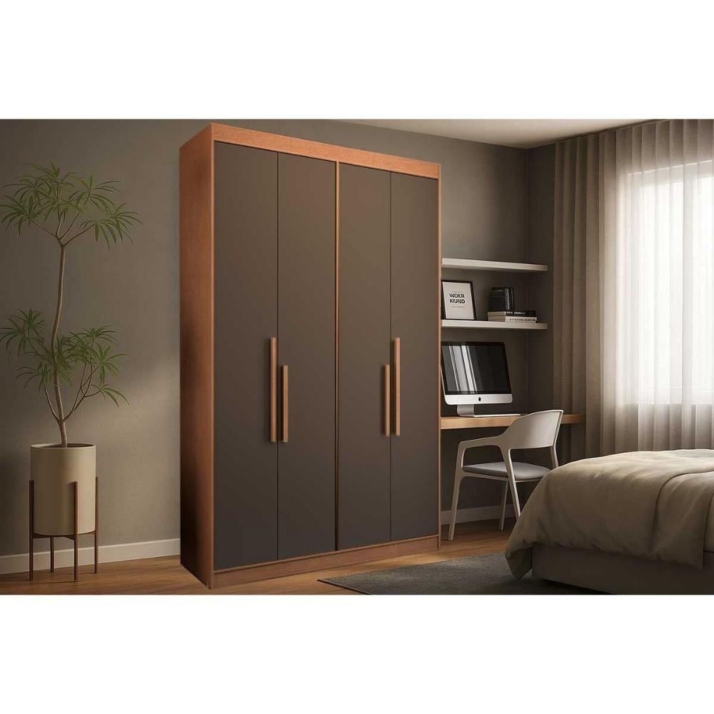 Guarda Roupa Solteiro 4 Portas E 2 Gavetas Ph 1805 Carvalho/fendi