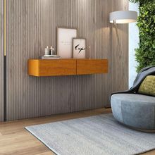 Aparador Suspenso 90cm 2 Gavetas para Hall de Entrada Linha Alta Cor Naturale