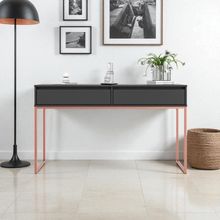 Aparador Pés Em Metal Moderno Estilo Industrial - Preto Cobre Preto Cobre