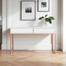 Aparador Nobre Pés Em Metal Moderno Estilo Industrial - Branco Cobre Branco Cobre