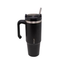 Caneca Térmica Wolff 890ml SlimTerm com Canudo, Parede Dupla e Base Ergonômica Preta