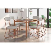 Conjunto Mesa Jantar Fabone Nagoia 6 Cadeiras Mesa Retangular 136x80cm Aço Carbono