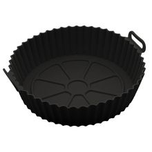 Forma Redonda de Silicone para Air Fryer Lyor 19cm Antiaderente Flexível Resistente Preta