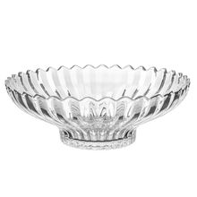 Centro de Mesa de Cristal Wolff Geneva Redondo 32,5cm x 32,5cm x 12cm Lapidado Design Sofisticado