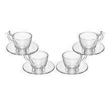 Conjunto 4 Xícaras de Café Wolff Bird 80ml com Pires Cristal Ecológico Relevo Artístico