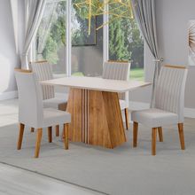 Mesa de Jantar 4 Cadeiras Viero Lumina Estofada Veludo