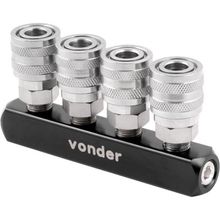 Engate rápido fêmea quádruplo c/ rolete 1/4 Vonder