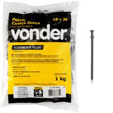 Prego Cabeça Dupla 18 x 30 (2.3/4 x 10) 1 Kg Vonder