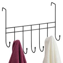 Porta Toalha 7 Ganchos Toalheiro Preto Suporte de Porta Box Sem Furo