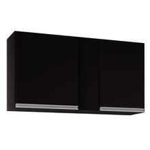 Armário Aéreo de Cozinha Lavanderia 02 Portas Agata Preto 100 Cm - D'Rossi