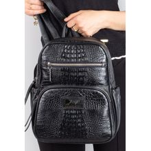 Mochila pequena de couro croco grafite Zoey