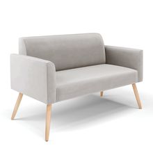 Sofá Namoradeira Pés Palito Natural Marisa Veludo Cinza D03 - D'Rossi