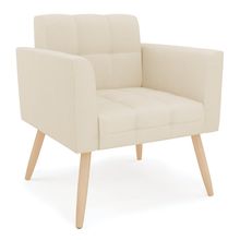 Poltrona Elisa Linho Bege A19 Pés Palito Natural - D'Rossi