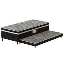 Cama Box Conjugada Solteiro Probel Platinum com Cama Auxiliar 43x88x188cm - Preta/Cinza