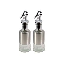 Kit 2 Azeiteiro Vinagreiro Recipiente em Vidro e Inox com Bico Dosador