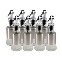 Kit 8 Azeiteiro Vinagreiro Recipiente em Vidro e Inox com Bico Dosador