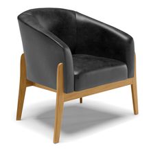 Poltrona Decorativa Base de Madeira Stella Sintético PU Preto D03 - D'Rossi