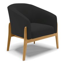 Poltrona Decorativa Base de Madeira Stella Veludo Preto D03 - D'Rossi