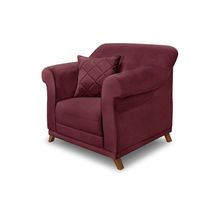 Poltrona Decorativa com 1 Almofada Armstrong Veludo Vinho  - Gran Belo