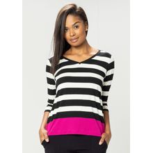 Blusa Pau a Pique Manga 3/4 Listrada Preto