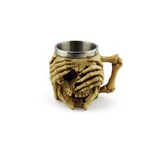 Caneca Decorativa Caveira Não Olhe Chopp Cerveja 450ml Metal e Resina Colecionável