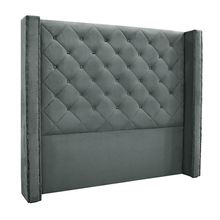 Cabeceira Decorativa King Size 2,19M Loewe Veludo Cinza - Gran Belo