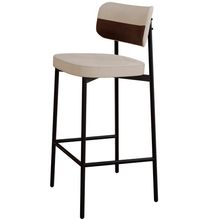 Banqueta Alta Bar Cozinha Sala De Jantar Aço Preto Kaira C01 Linho Areia Courino Whisky - Lyam Decor