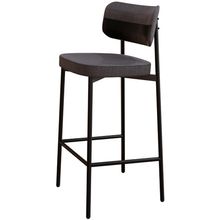 Banqueta Alta Bar Cozinha Sala De Jantar Aço Preto Kaira C01 Linho Preto Courino Preto - Lyam Decor