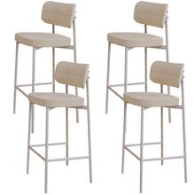 Kit 04 Banquetas Alta Bar Cozinha Sala De Jantar Aço Branco Kaira C01 Linho Areia - Lyam Decor