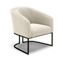 Poltrona Decorativa Base Industrial Preto Stella Bouclê Bege D03 - D'Rossi