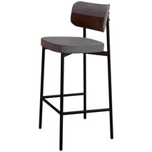 Banqueta Alta Bar Cozinha Sala De Jantar Aço Preto Kaira C01 Linho Cinza Courino Whisky - Lyam Decor