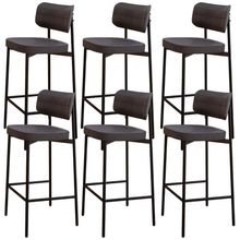 Kit 06 Banquetas Alta Bar Cozinha Sala De Jantar Aço Preto Kaira C01 Linho Preto - Lyam Decor