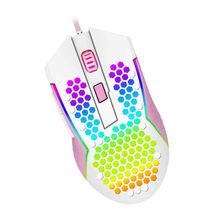 Mouse Gamer REAPING Elite RGB USB 32000 DPI 6 Botões Branco e Rosa M987WP