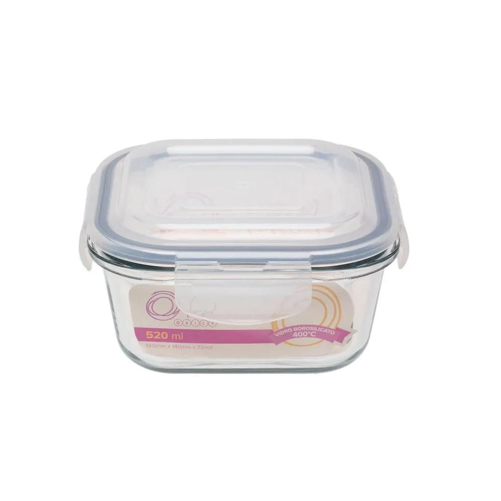Pote Hermético de Vidro Quadrado 520 ML