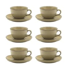 Jogo de 6 Xícaras de Chá Oxford Flat Ocre 200ml com Pires