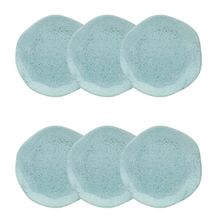 Jogo de 6 Pratos Sobremesa Oxford Ryo Blue Bay Azul Claro 21,5cm Porcelana
