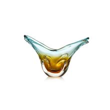 Cachepot em murano São Marcos 29x44cm azul e âmbar